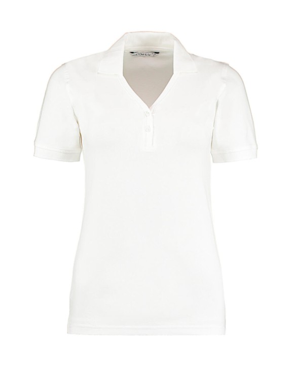 KUSTOM KIT Women's Regular Fit Comfortec® V Neck Polo Poloshirt personalisierbar