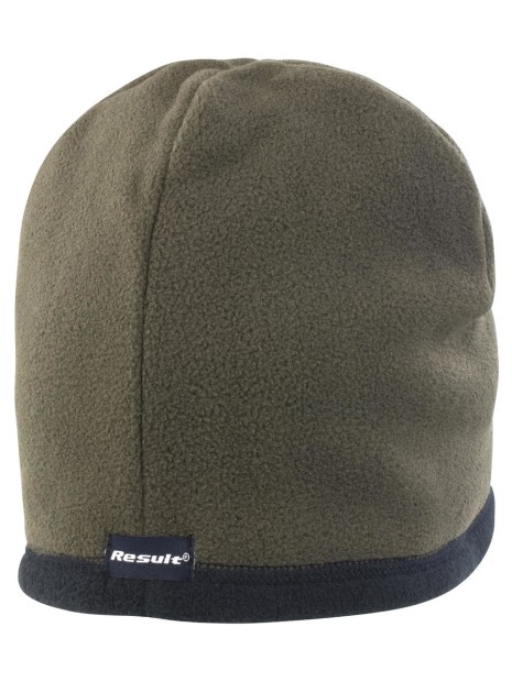 Bonnets, Écharpes & Gants à personnaliser RESULT Performance Double Micro Reversible Bob Hat olive/noir