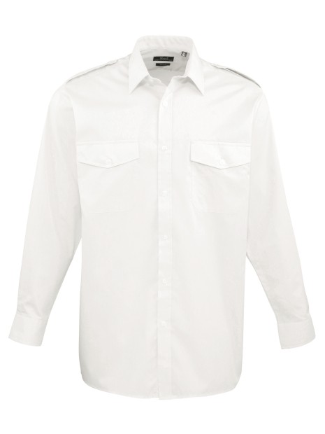 PREMIER Chemise Homme manches longues Pilote blanc personnalisable