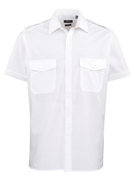 PREMIER Chemise Homme manches courtes Pilote blanc personnalisable