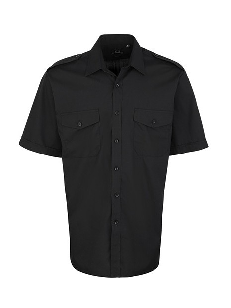 PREMIER Chemise Homme manches courtes Pilote noir personnalisable