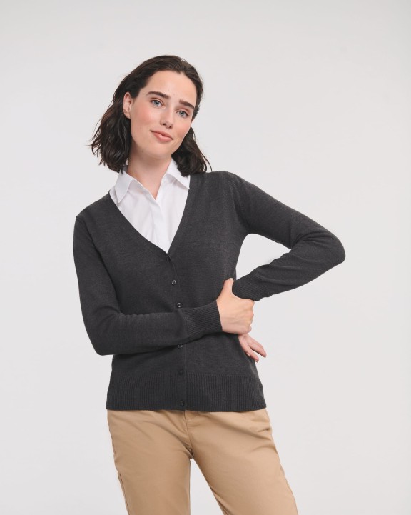 RUSSELL Ladies'' V-neck Knitted Cardigan Pullover personalisierbar