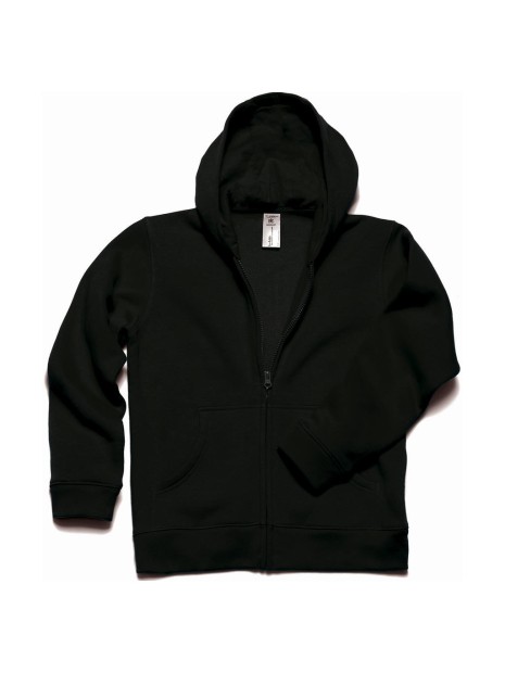 B&C HOODED FULL ZIP KIDS noir personnalisable