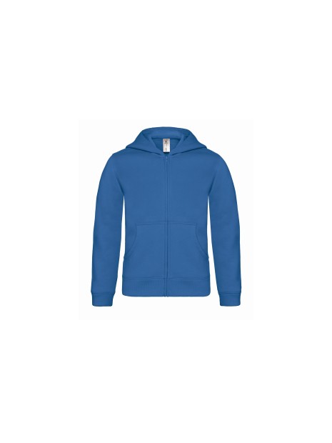 B&C HOODED FULL ZIP KIDS bleu royal personnalisable