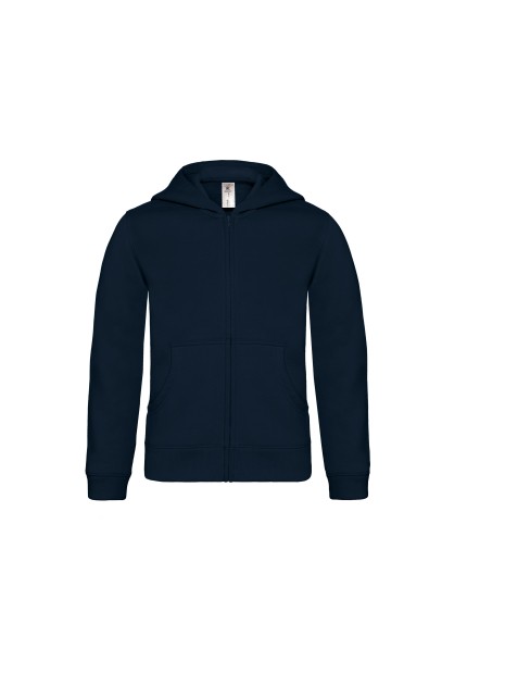 B&C HOODED FULL ZIP KIDS bleu marine personnalisable
