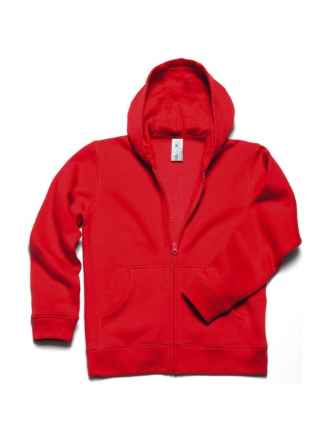 B&C HOODED FULL ZIP KIDS rouge personnalisable