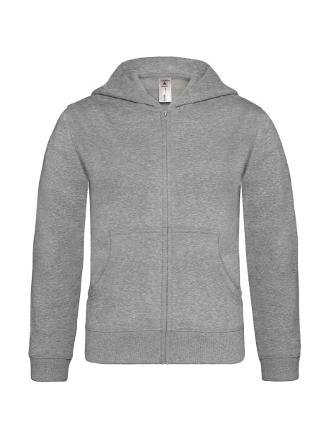 B&C HOODED FULL ZIP KIDS heather grey personnalisable