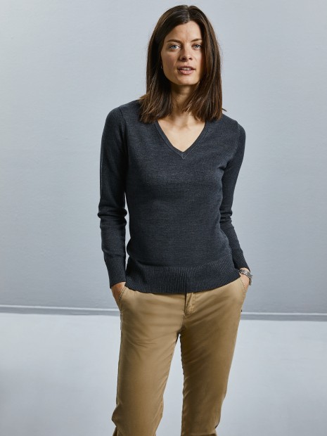 Pulls à personnaliser RUSSELL Pullover femme col v 