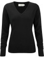 RUSSELL Pullover femme col v noir personnalisable