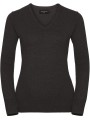 RUSSELL Pullover femme col v Charcoal Marl personnalisable