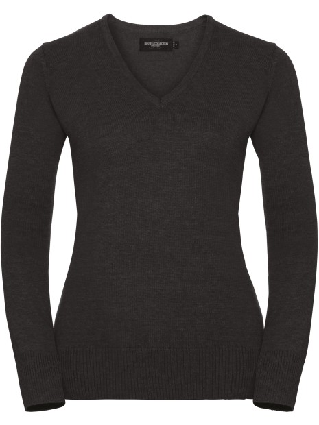 RUSSELL Pullover femme col v Charcoal Marl personnalisable