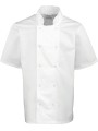 PREMIER Veste de cuisine manches courtes à boutons pression blanc personnalisable