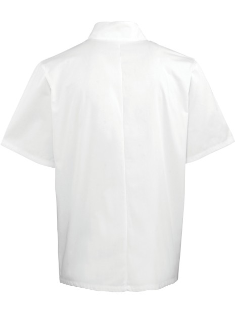 PREMIER Veste de cuisine manches courtes à boutons pression blanc personnalisable