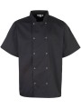 PREMIER Veste de cuisine manches courtes à boutons pression noir personnalisable