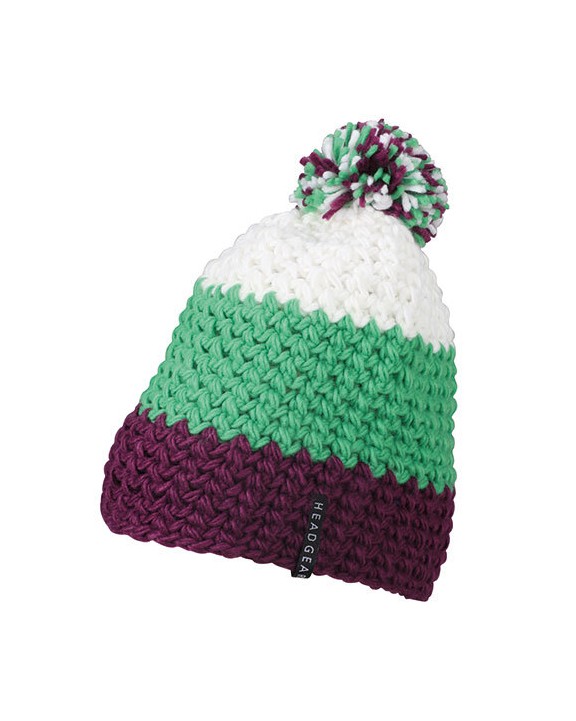 Bonnet, Écharpe & Gant personnalisable MYRTLE BEACH crocheted cap with pompon