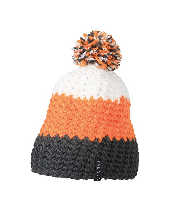 Bonnet, Écharpe & Gant personnalisable MYRTLE BEACH crocheted cap with pompon