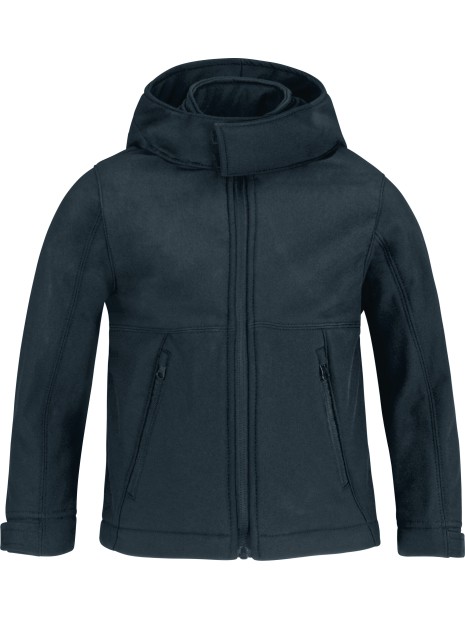 B&C Veste softshell capuche enfant bleu marine personnalisable