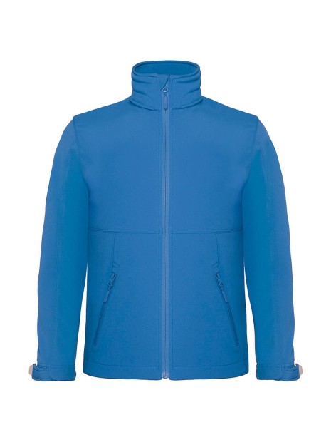 B&C Veste softshell capuche enfant bleu azur personnalisable