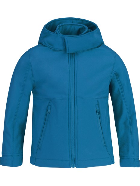 B&C Veste softshell capuche enfant azur personnalisable